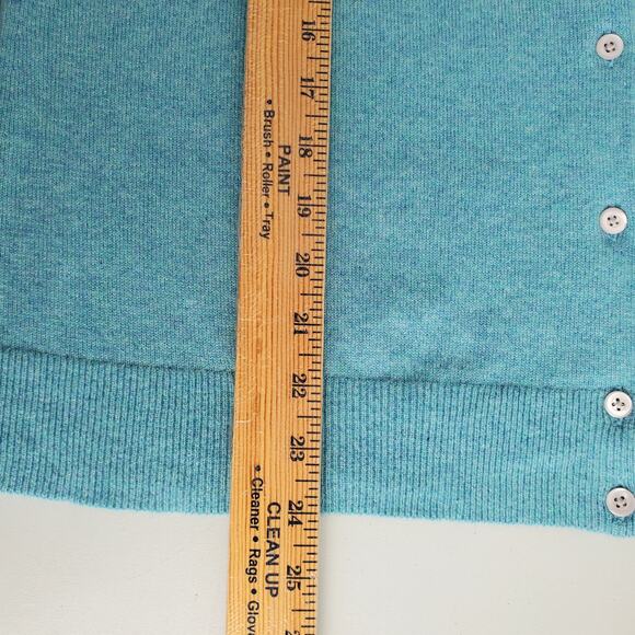 Women Lands End Blue Cashmere Button Cardigan Sweater XLP Preppy Cozy Luxury NEW - Picture 10 of 12